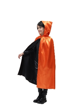 MANTELLO CAPPUCCIO DOUBLE ARANCIO-NERO BAMBINO